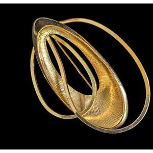 Vintage Emmons Brooch Gold tone Modernist Pin Abstract Mid-Century 2.75"